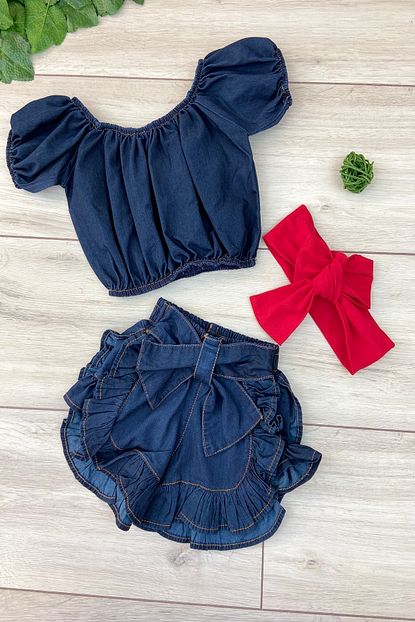 Colored Baby Kiz Cocuk Firfirli Sort Takim 3 Parca Trendyol