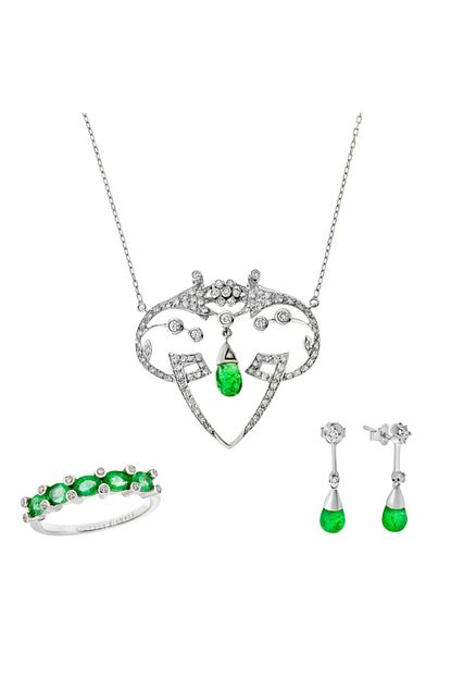 Tugrul Kuyumculuk 0 65 Karat Zumrut Set Trendyol