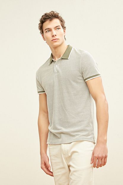 Mudo Erkek Cagla Polo Yaka Cizgili T Shirt 379168 Trendyol
