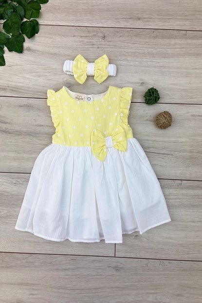 Colored Baby Kiz Bebek Sari Renk Puantiyeli Elbise Trendyol