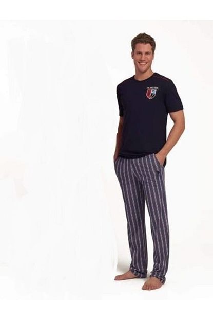 U S Polo Assn Kisa Kol Erkek Pijama Takim Lacivert Trendyol