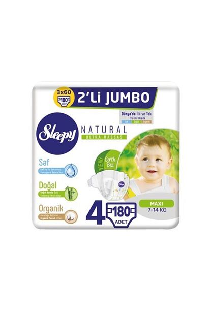 Sleepy Natural Bebek Bezi Ikili Paket Jumbo 4 Numara 30x2x 3 Paket 180 Adet Trendyol