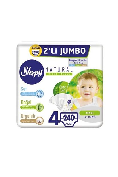 Sleepy Natural Bebek Bezi Ikili Paket Jumbo 4 Numara 30x2x 4 Paket 240 Adet Trendyol