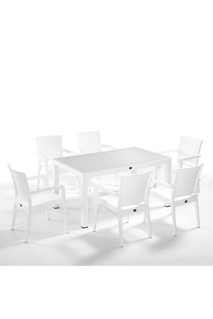 Pratik Dekor Linda 150x90 Camli Masa 6 Adet Koltuk Seti Bahce Masa Sandalye Takimi Trendyol
