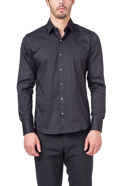 Avva Erkek Siyah Duz Klasik Yaka Slim Fit Gomlek A91b2217 Trendyol