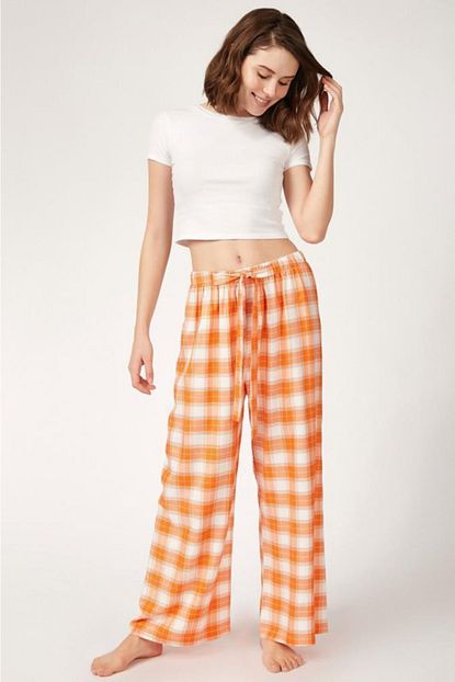 Bigdart 6474 Ekose Desen Kusakli Viskon Pijama Alti Trendyol