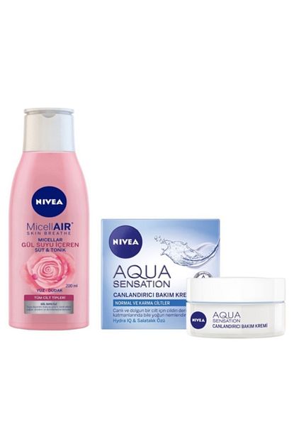 Nivea Aqua Sensation Canlandirici Bakim Kremi 50 Ml Yuz Micellair Gul Suyu Sut Tonik 200 Ml Trendyol