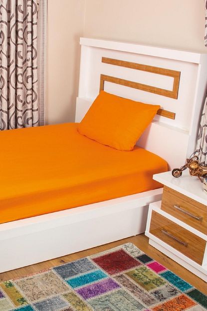 Hera Ataca Cift Kisilik 160x200 Cm Lastikli Fitted Yatak Carsafi Orange Turuncu Trendyol