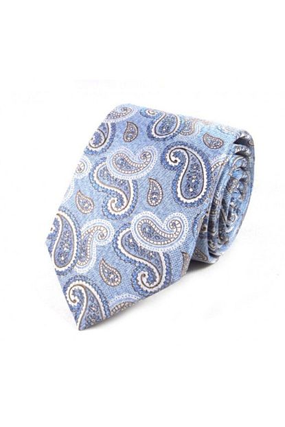 Sade Kravat Soft Mavi Bej Beyaz Ozel Dokuma Sal Desenli Kravat 18456 Trendyol