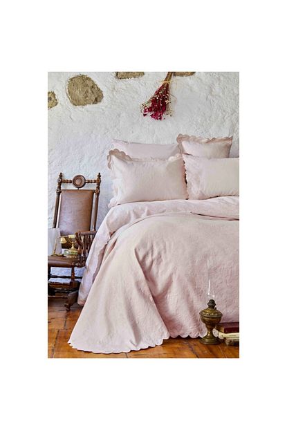 Karaca Home Alice Pudra Cift Kisilik Dantelli Nevresim Ve Yatak Ortusu Seti Trendyol