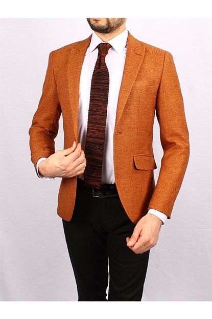 Twenhil Erkek Turuncu Slim Fit Ceket Trendyol