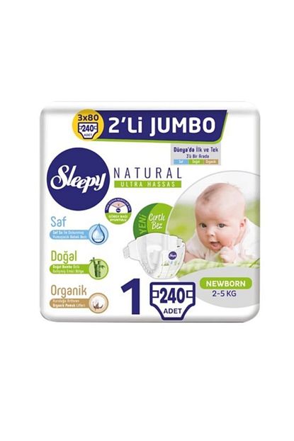 Sleepy Natural Bebek Bezi Ikili Paket Jumbo 1 Numara Yeni Dogan 40x2x 3 Paket 240 Adet Trendyol