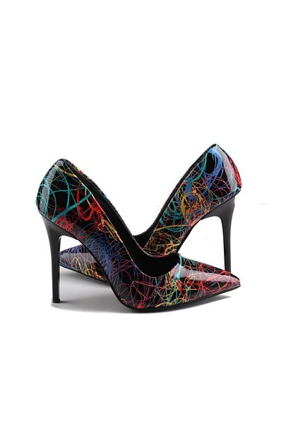 Makro Renkli Cilt Stiletto Ayakkabi Trendyol