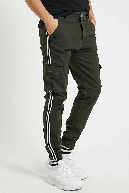 Tarz Cool Erkek Bej Slim Fit Kargo Cep Seritli Likrali Pantolon Trendyol