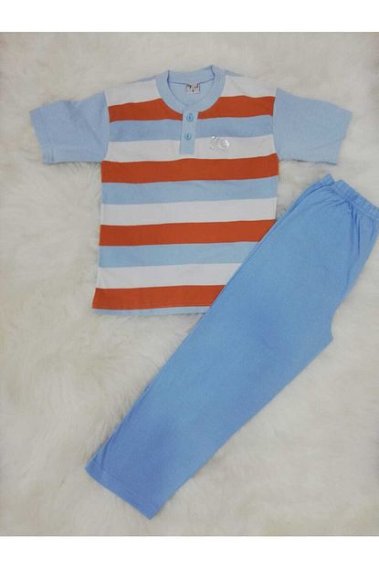 Fapi Pijama Erkek Cocuk Alti Uzun Ustu Yarim Kol Iki Dugmeli Cizgili Pijama Takimi Trendyol