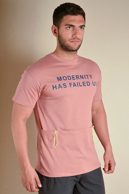 Trendarcenciel Erkek Gul Kurusu Cepli Genis Kalip T Shirt Trendyol