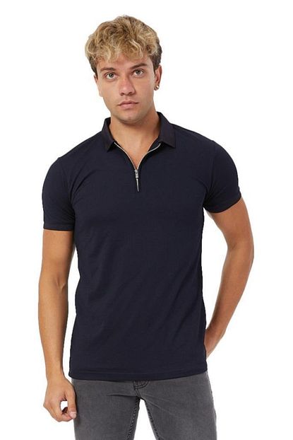 Firsatvar Erkek Lacivert Fermuarli Kisa Kollu Polo Yaka T Shirt Trendyol