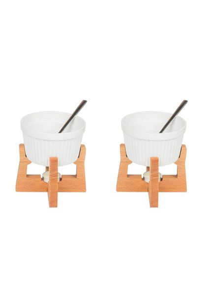Joy Kitchen Porselen Fondu Seti Fondu Tabagi Ahsap Standli 2 Adet Fondu Kabi Trendyol