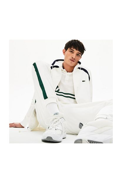 Lacoste Erkek Fermuarli Beyaz Cizgili Sweatshirt Trendyol