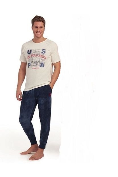 U S Polo Assn Erkek Pijama Takim Ekru Trendyol