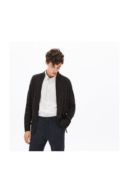 Lacoste Erkek Gri Fermuarli Yun Triko Hirka Trendyol