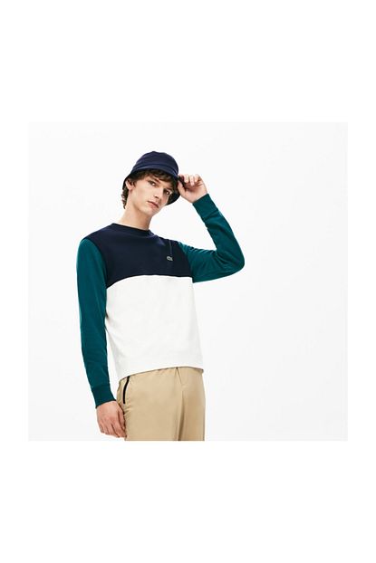 Lacoste Erkek Bisiklet Yaka Blok Desenli Renkli Sweatshirt Sh5185 Trendyol