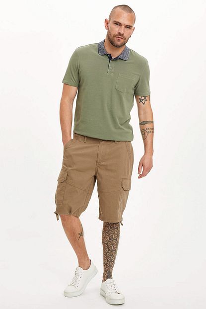 Defacto Erkek Gri Regular Fit Kargo Bermuda Sort N6623az 20sm Gr288 Trendyol