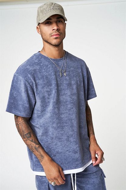 Soydance Havlu Kumas Oversize T Shirt Gri Trendyol