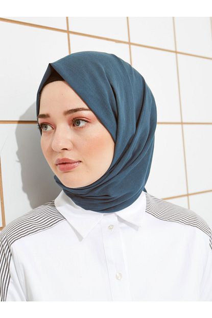 Modakasmir Kadin Mavi Duz Renkli Pamuklu Sal Trendyol