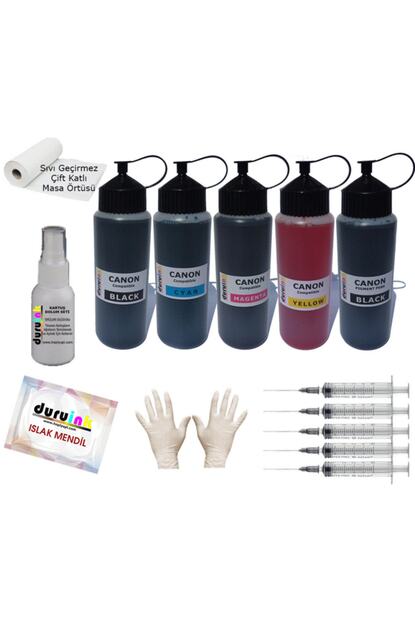 Duru Canon Ts5050 Ts5051 Ts5053 5x500ml Murekkep Seti Ink 5 Renk Kartus Dolum Murekkebi Trendyol