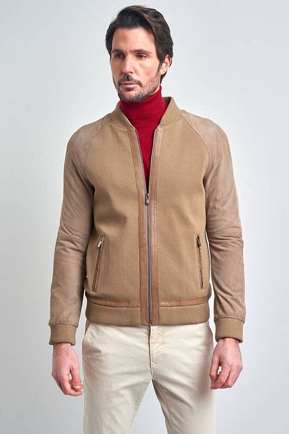 Pierre Cardin Erkek Bej Kolej Yaka Suet Deri Ceket Trendyol