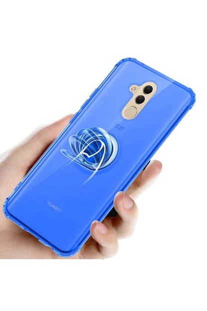 Huawei Mate 20 Lite Kilif Yuzuklu Standli Miknatisli Seffaf Airbag Silikon Mavi Ekran Koruyucu Cam Trendyol