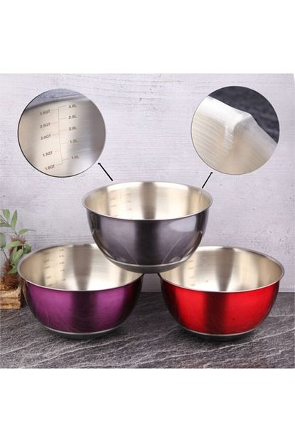 Tuka Home Celik Olculu Karistirma Kabi 3 Lt Mor Trendyol