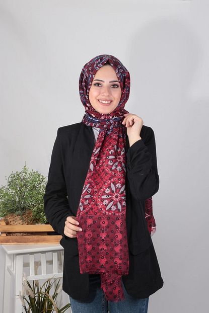 Y London Kadin Kirmizi Desenli Sal 12197 30 Trendyol
