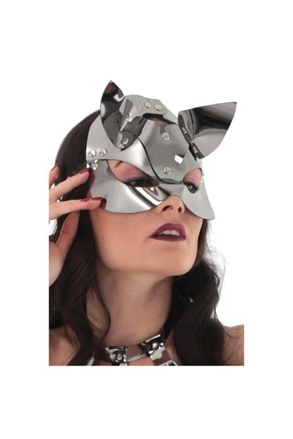 Mestore Kadin Gumus Deri Kedi Kiz Fantezi Maske Trendyol