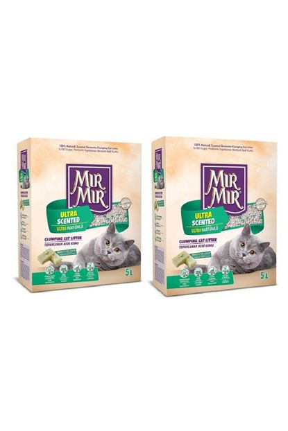 mirmir ultra scented ultra parfumlu topaklanan kedi kumu 5 lt 2 adet