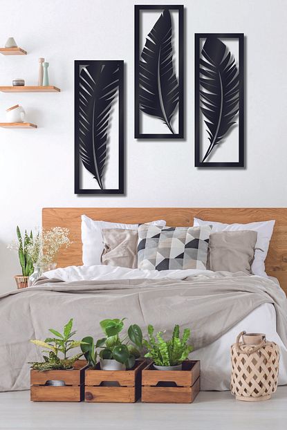 xoxline 3 lu feathers ahsap duvar dekoru fiyati yorumlari trendyol
