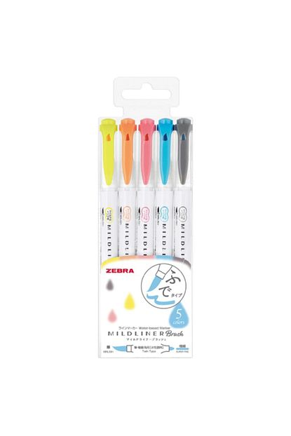 mildliner brush pen firca uclu cizim kalemi seti 5 li soft renkler