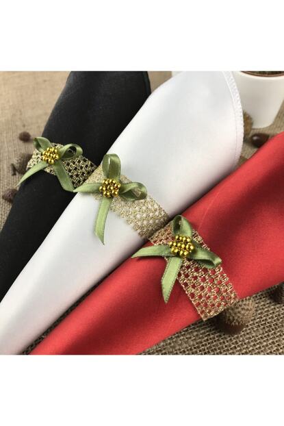 Fancyagnes El Yapimi Altin Renk Gupur Yesil Fiyonk Pecete Yuzugu Halkasi 6 Kisilik Trendyol