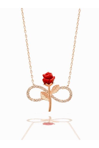 Taki Tak Silver Kadin Gumus Rose Kaplama Zirkon Tasli Sonsuzluk Gul Model Kolye 925 Ayar Trendyol