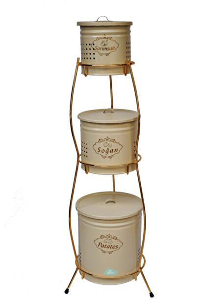 Baynuvola Lux 3 Katli Patates Sogan Sarimsak Kovasi Kutusu Patates Sogan Sepeti Gold Krem Fiyati Yorumlari Trendyol