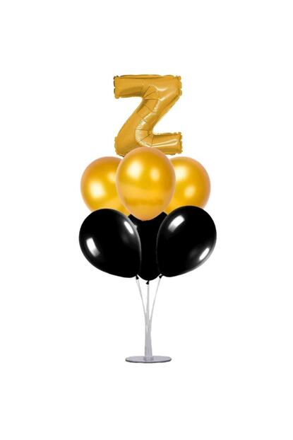 Partivar Z Harfi 100 Cm Gold Siyah Balonlu Gold Harfli Balon Standi Trendyol