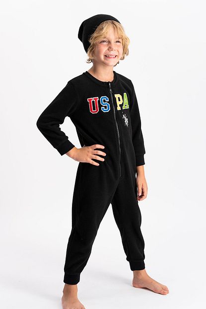 U S Polo Assn U S Polo Assn Erkek Cocuk Polar Tulum Siyah Trendyol