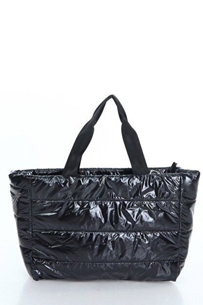 icone bag icone buyuk boy parlak siyah parasut sisme el cantasi fiyati yorumlari trendyol