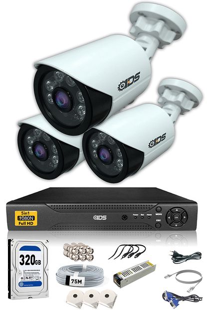 3 kamerali 5mp lensli 1080p fullhd kamera seti gece goruslu su gecirmez cepten izle