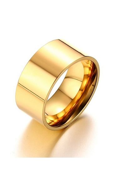 Chavin Unisex 10 Mm Genis Gold Sari Celik Alyans Yuzuk Dt02 Trendyol