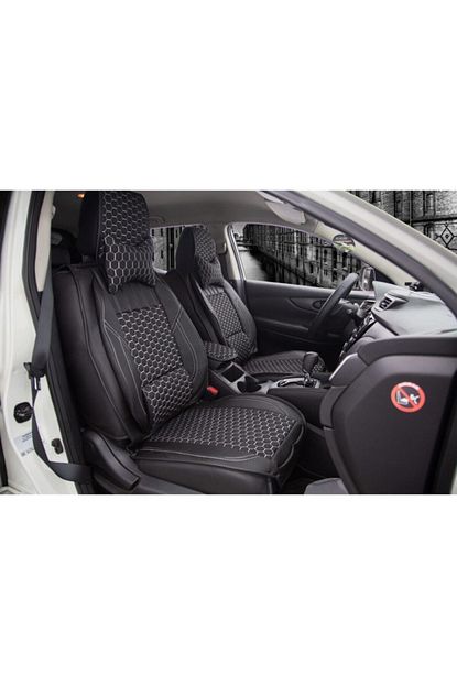 stil fiat linea luks deri oto koltuk kilifi on arka set siyah beyaz fiyati yorumlari trendyol