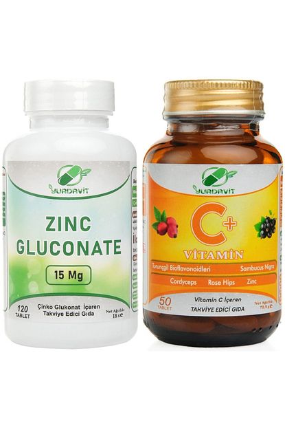 zinc gluconate cinko glukonat 120 tablet vitamin c 1000 mg c vitamini kusburnu 50 tablet