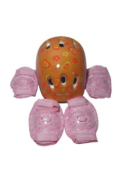 Ahi Pinkstep Paten Kaykay Scooter Bisiklet Icin Kask Ve Koruma Seti 5 Parca Trendyol