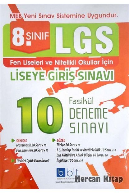 Bulut Egitim Ve Kultur Yayinlari Lgs 8 Sinif 10 Fasikul Deneme Sinavi Trendyol